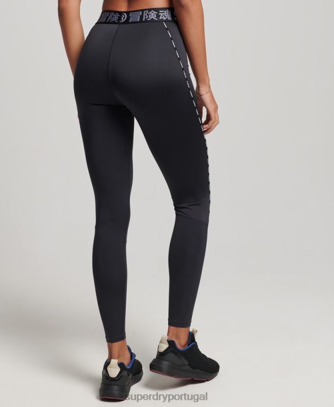 leggings elásticas da marca train mulheres preto roupas Superdry 2208H4082