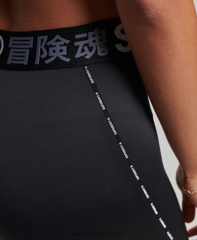 leggings elásticas da marca train mulheres preto roupas Superdry 2208H4082