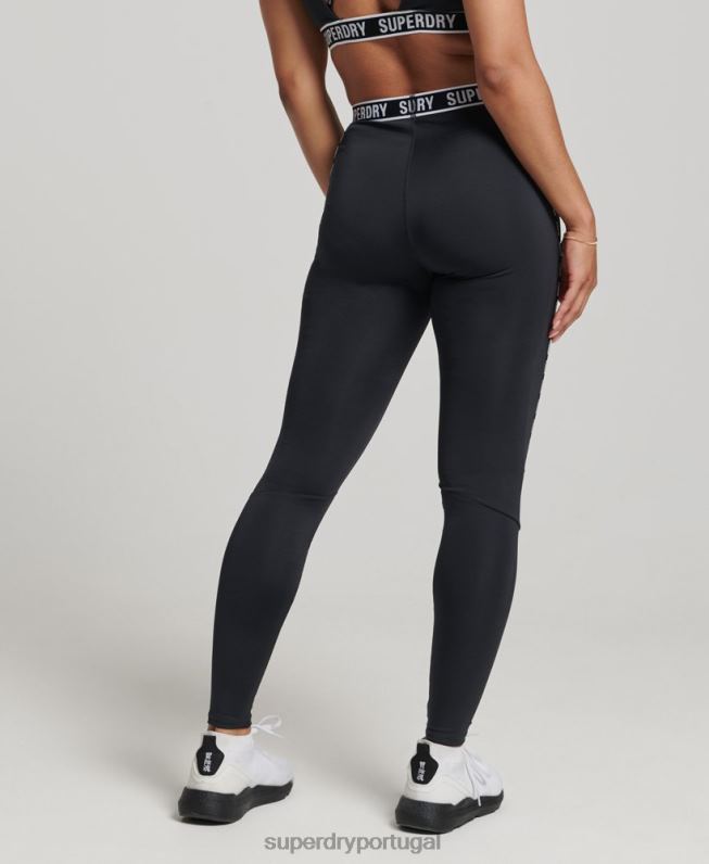 leggings elásticas da marca train mulheres preto roupas Superdry 2208H4086