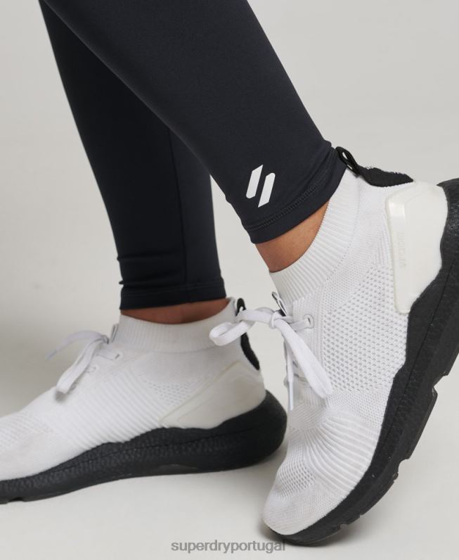 leggings elásticas da marca train mulheres preto roupas Superdry 2208H4086