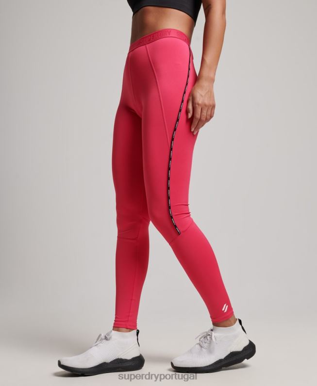 leggings elásticas da marca train mulheres rosa roupas Superdry 2208H4059