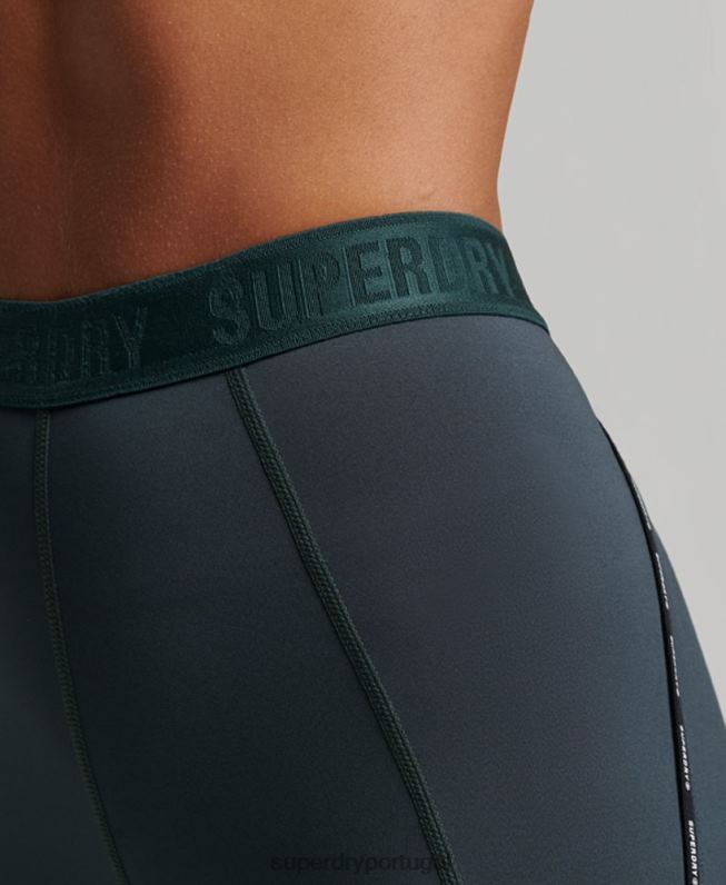 leggings elásticas da marca train mulheres verde roupas Superdry 2208H4072