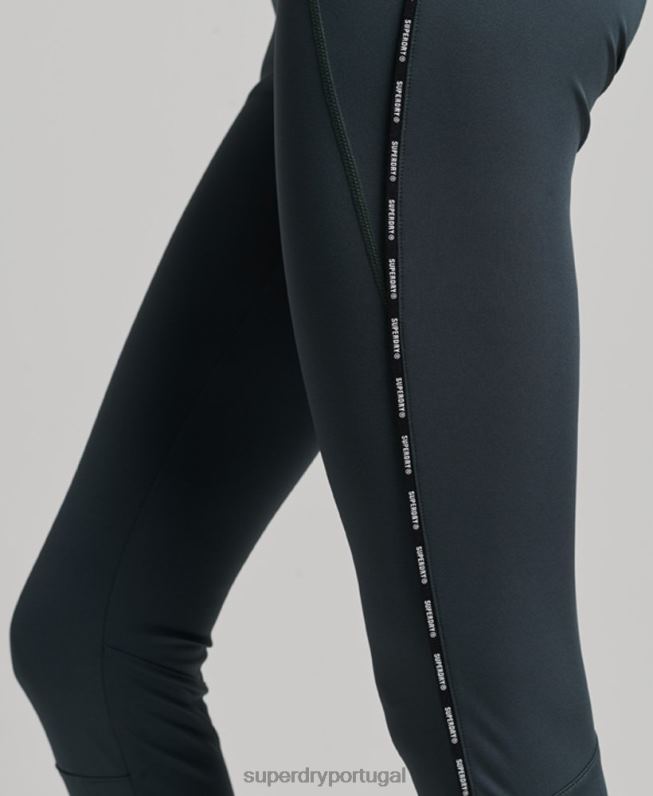 leggings elásticas da marca train mulheres verde roupas Superdry 2208H4072