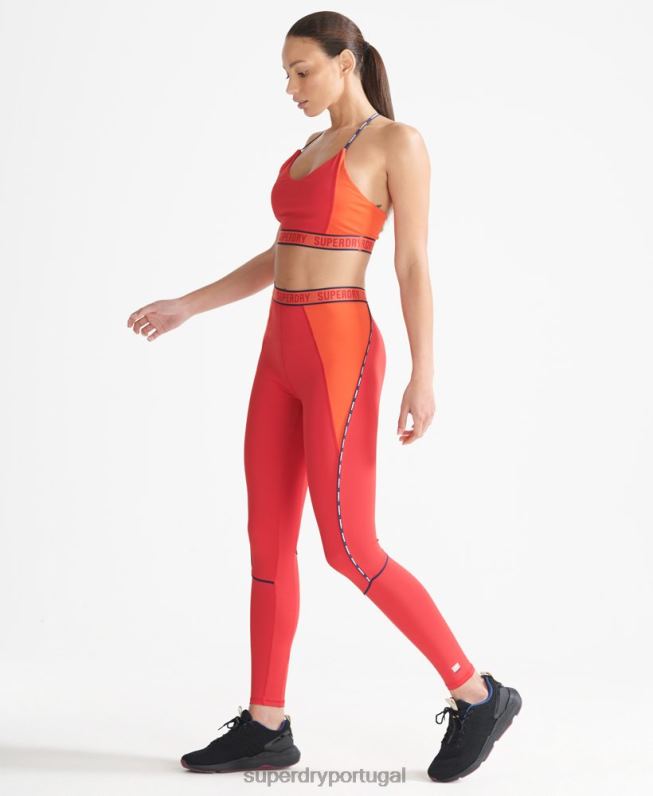 leggings elásticas da marca train mulheres vermelho roupas Superdry 2208H4085