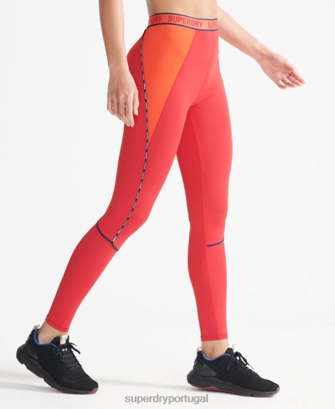 leggings elásticas da marca train mulheres vermelho roupas Superdry 2208H4085