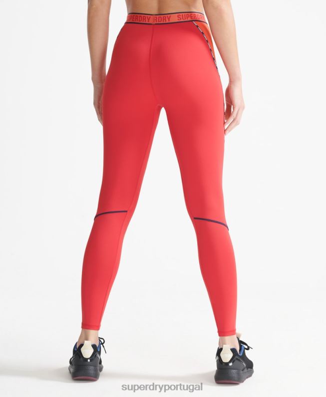 leggings elásticas da marca train mulheres vermelho roupas Superdry 2208H4085