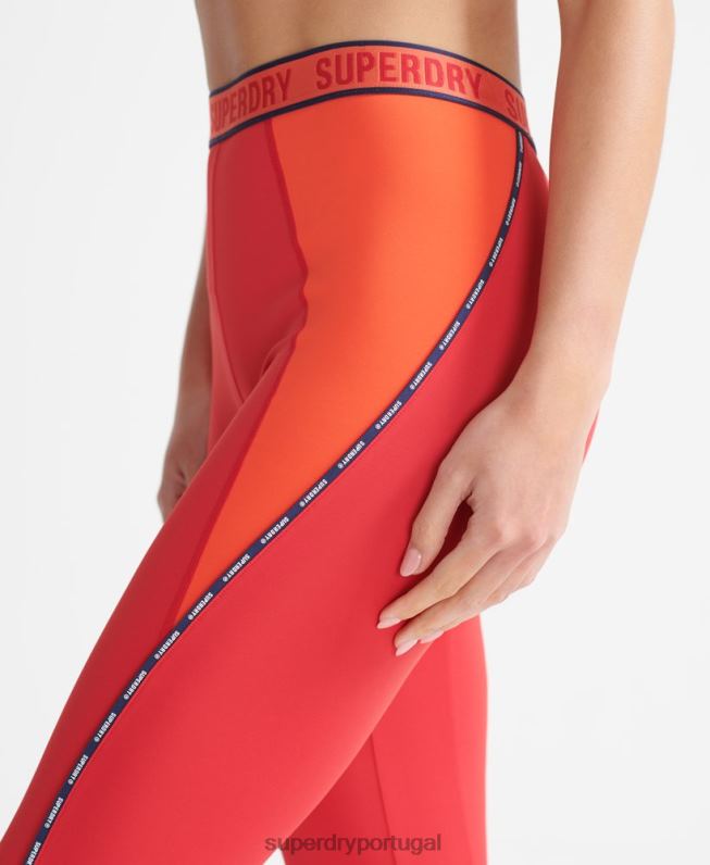 leggings elásticas da marca train mulheres vermelho roupas Superdry 2208H4085