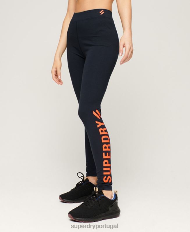 leggings esporte core mulheres marinha roupas Superdry 2208H4049