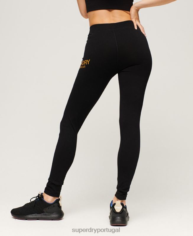 leggings esporte core mulheres preto roupas Superdry 2208H4044