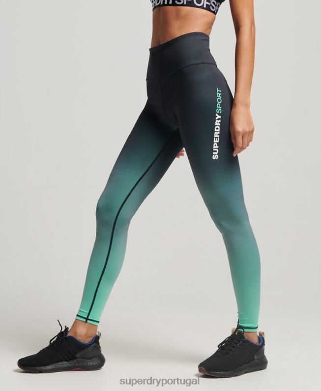 leggings essenciais para treino mulheres turquesa roupas Superdry 2208H4047