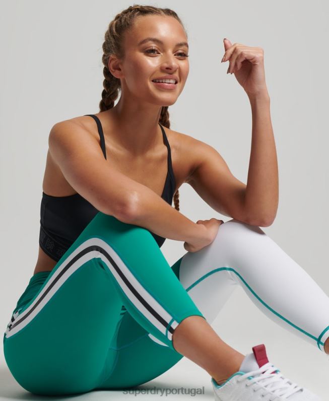 leggings gráfico de treinamento 7/8 mulheres verde roupas Superdry 2208H4089