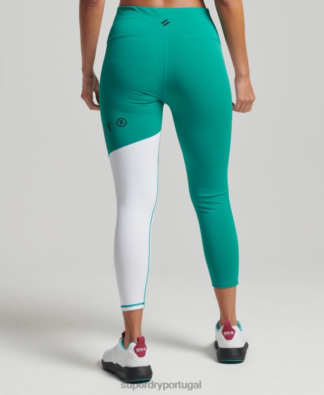 leggings gráfico de treinamento 7/8 mulheres verde roupas Superdry 2208H4089