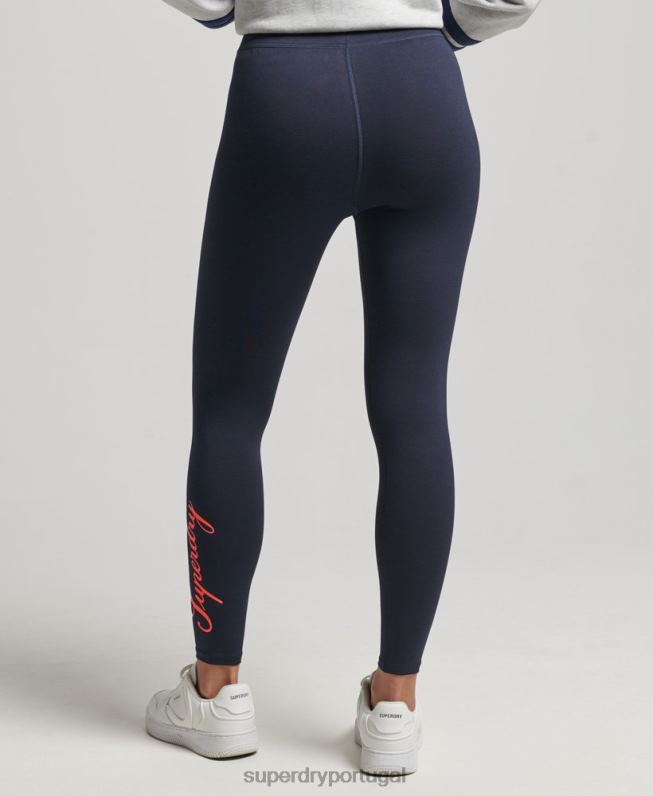 leggings herança mulheres marinha roupas Superdry 2208H4088