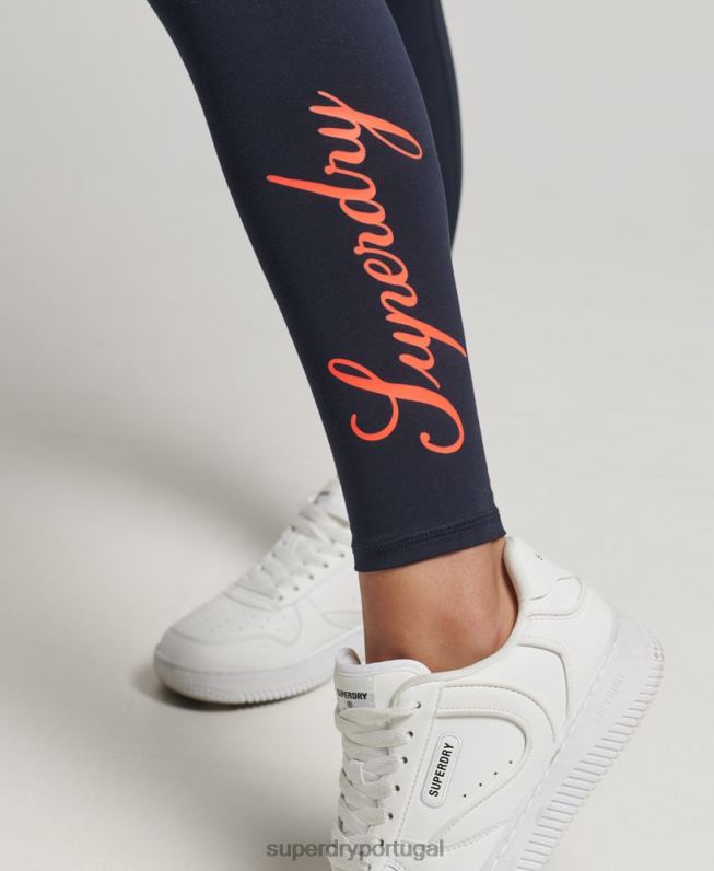leggings herança mulheres marinha roupas Superdry 2208H4088