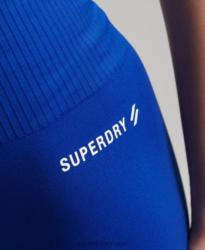 leggings justas 7/8 train sem costura mulheres azul roupas Superdry 2208H6320