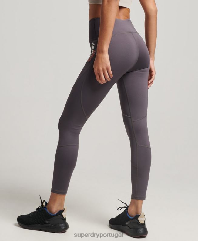 leggings justas core 7/8 mulheres cinza roupas Superdry 2208H4060