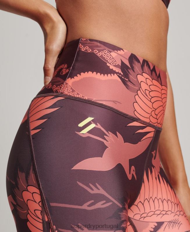 meia calça core 7/8 mulheres vermelho roupas Superdry 2208H4042