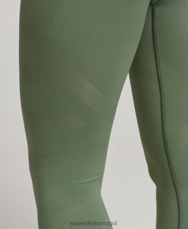 meia-calça sem costura central mulheres verde roupas Superdry 2208H4058