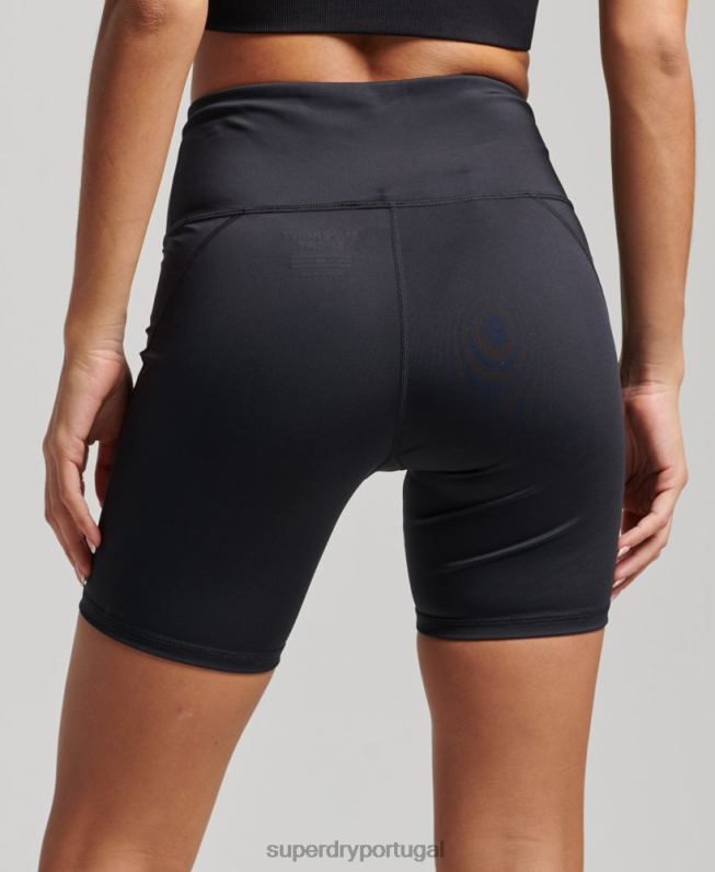 shorts apertados core de seis polegadas mulheres preto roupas Superdry 2208H3126
