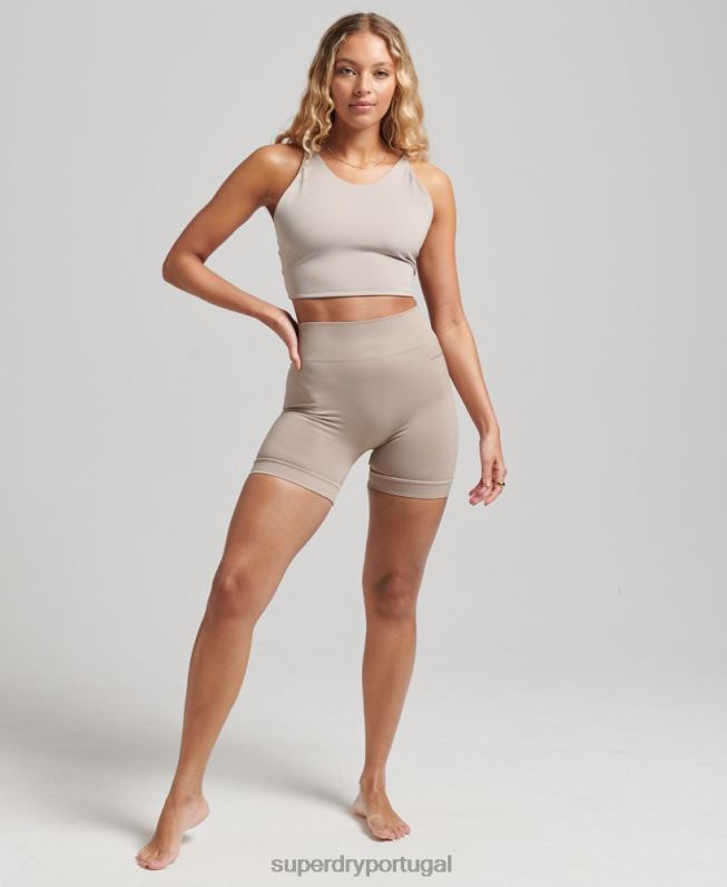 shorts apertados sem costura central mulheres cinza claro roupas Superdry 2208H6314