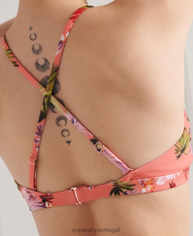 biquíni surf top mulheres rosa roupas Superdry 2208H6637