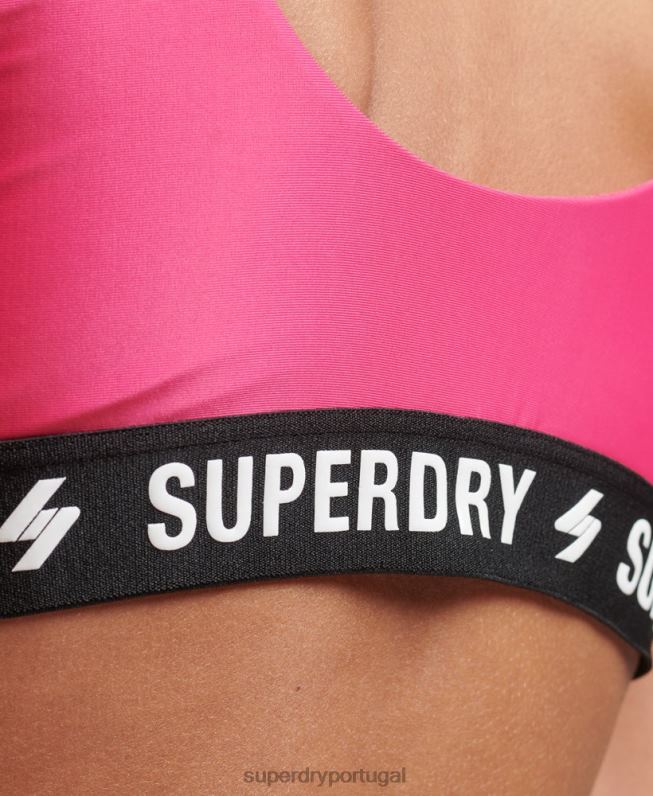código top de biquíni elástico mulheres rosa roupas Superdry 2208H3243