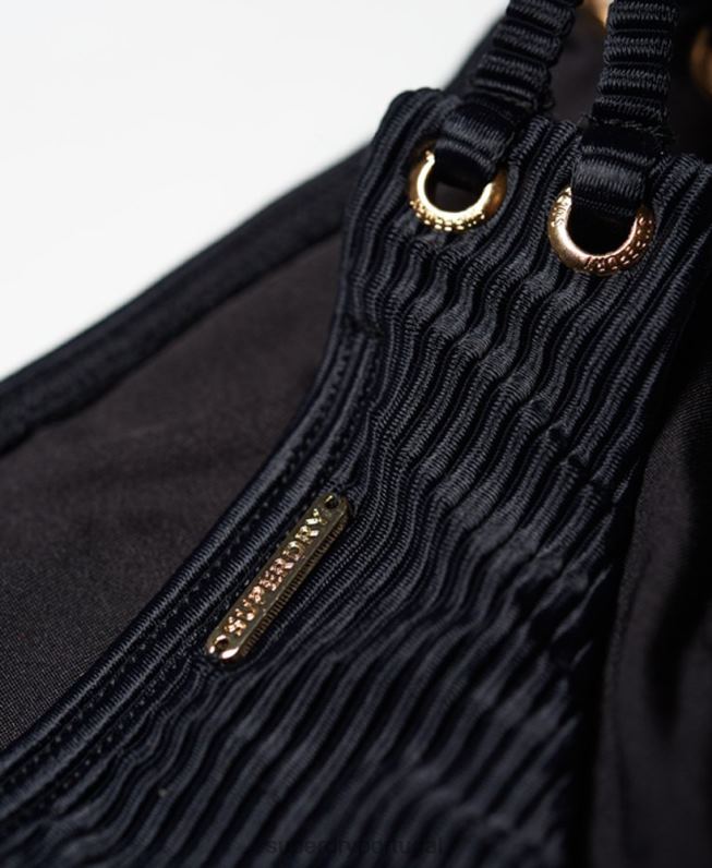 calcinha de biquíni com textura alice mulheres preto roupas Superdry 2208H3253