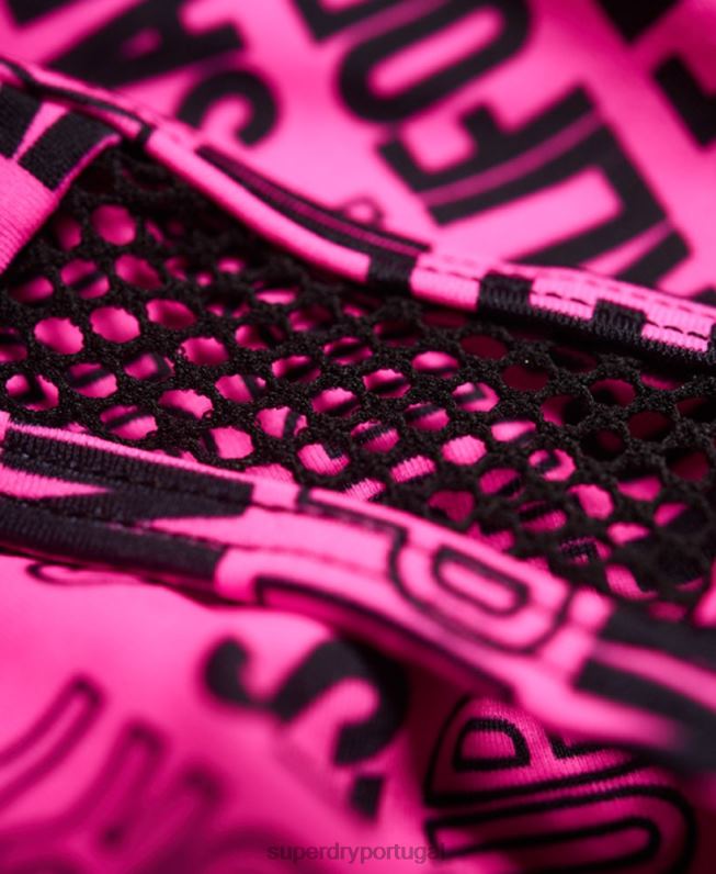 calcinha de biquíni logo cali mulheres rosa roupas Superdry 2208H3266
