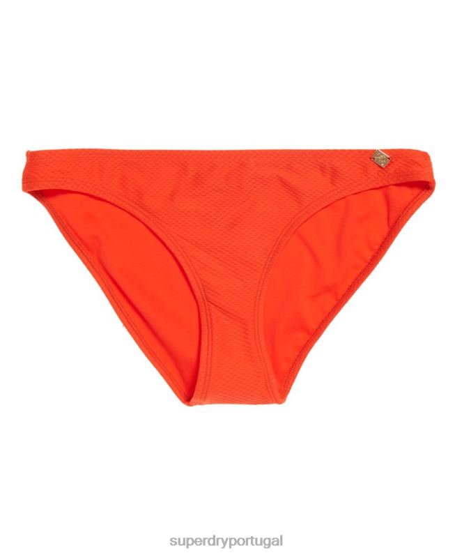 calcinha de biquíni texturizada sophia mulheres laranja roupas Superdry 2208H3264
