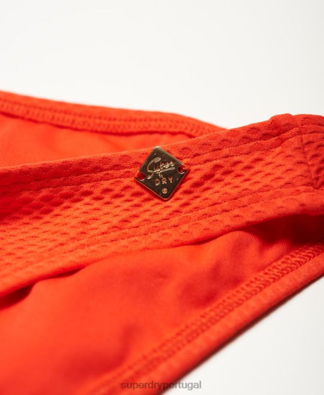 calcinha de biquíni texturizada sophia mulheres laranja roupas Superdry 2208H3264