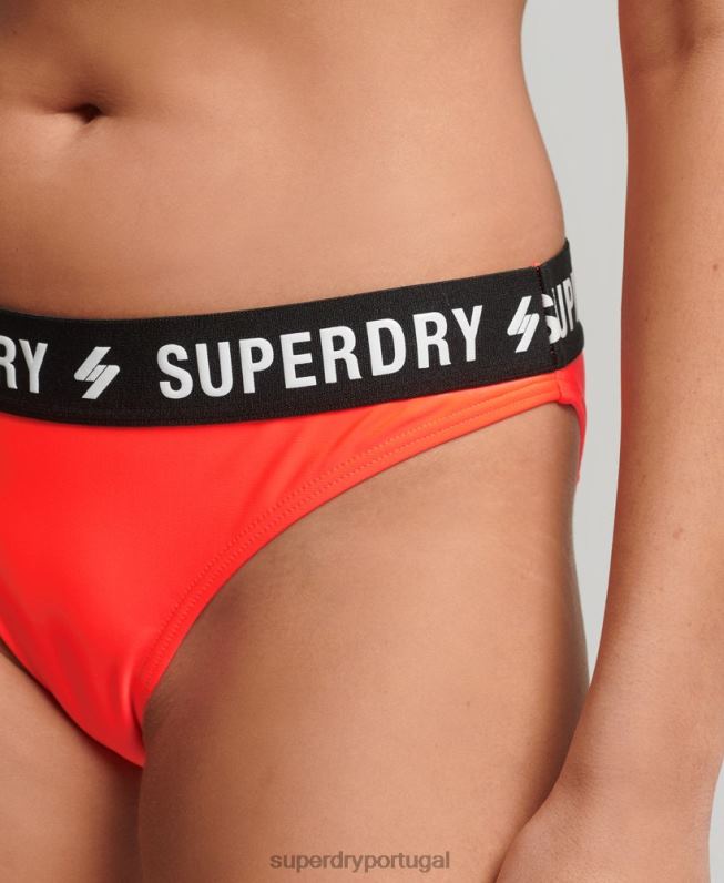 cueca de biquíni elástica reciclada mulheres coral roupas Superdry 2208H3239
