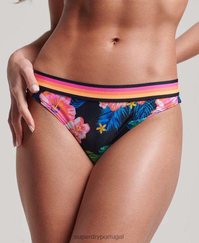 cueca de biquíni reciclada com logo vintage mulheres multi roupas Superdry 2208H3185
