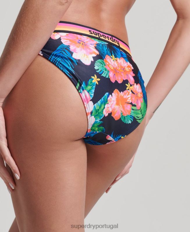 cueca de biquíni reciclada com logo vintage mulheres multi roupas Superdry 2208H3185