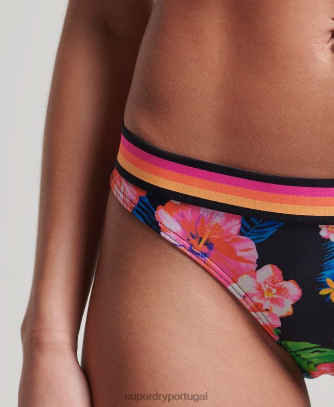 cueca de biquíni reciclada com logo vintage mulheres multi roupas Superdry 2208H3185