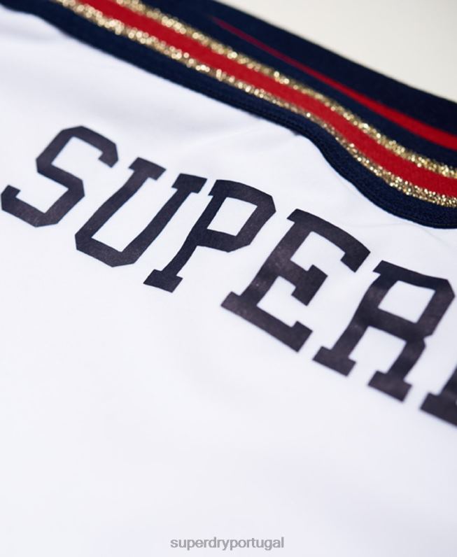 cueca de biquíni tri fixa com logo de crista mulheres branco roupas Superdry 2208H3250