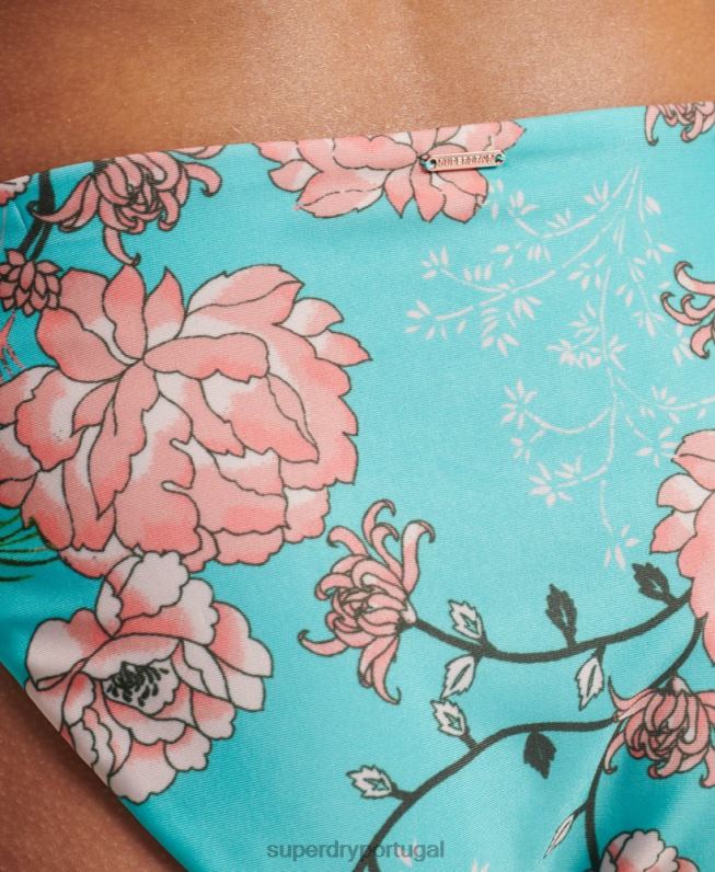 cuecas de biquíni de surf vintage mulheres azul roupas Superdry 2208H6738