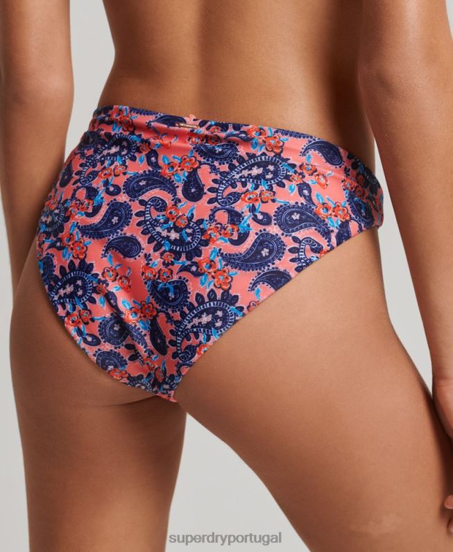 cuecas de biquíni de surf vintage mulheres coral roupas Superdry 2208H6644