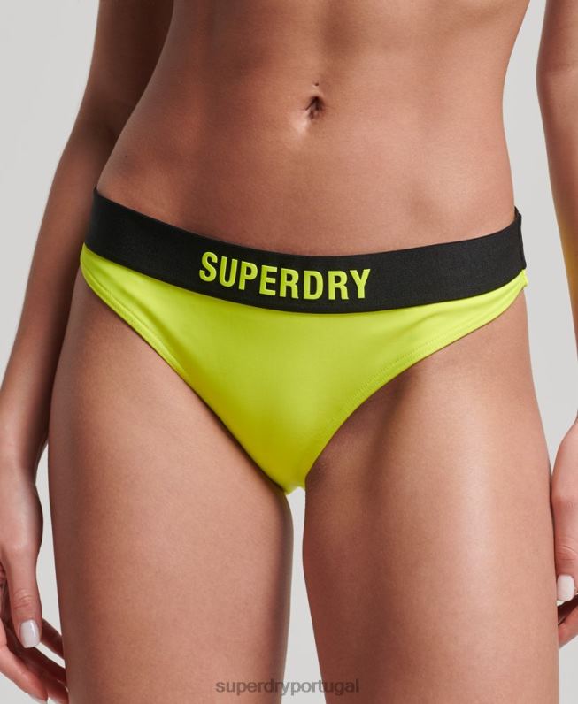 cuecas de biquíni elásticas recicladas mulheres amarelo roupas Superdry 2208H3219