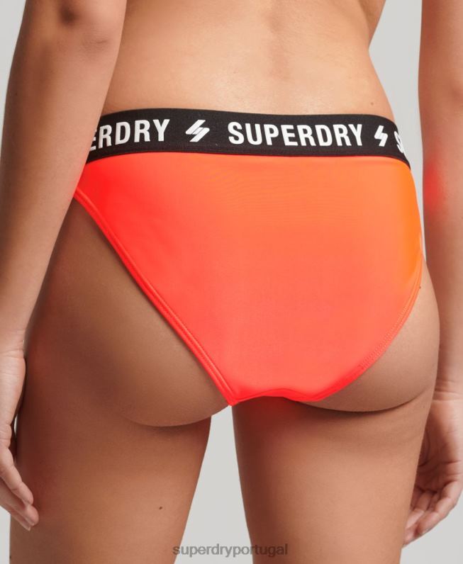 cuecas de biquíni elásticas recicladas mulheres coral roupas Superdry 2208H6733