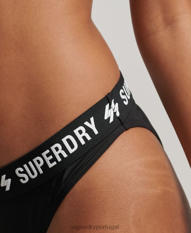cuecas de biquíni elásticas recicladas mulheres preto roupas Superdry 2208H3181