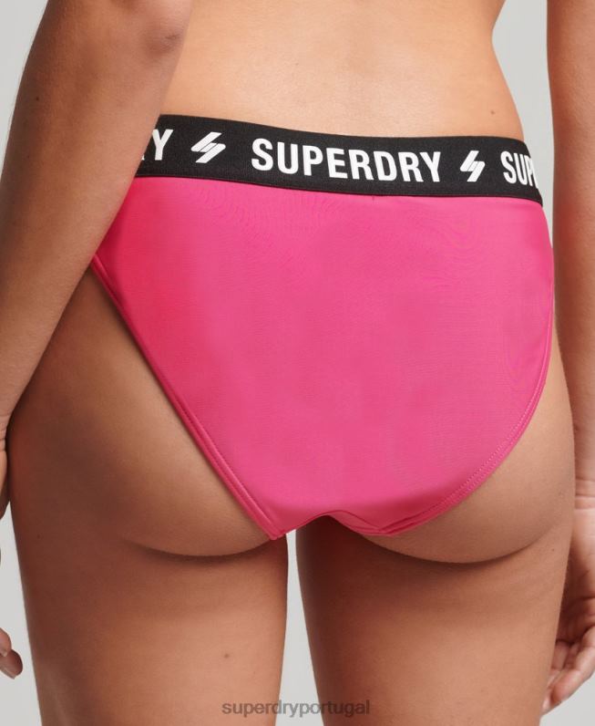 cuecas de biquíni elásticas recicladas mulheres rosa roupas Superdry 2208H6697