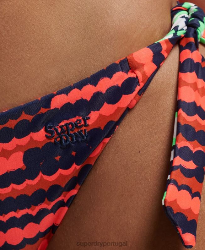cuecas de biquíni recicladas com estampa mista mulheres rosa roupas Superdry 2208H3197