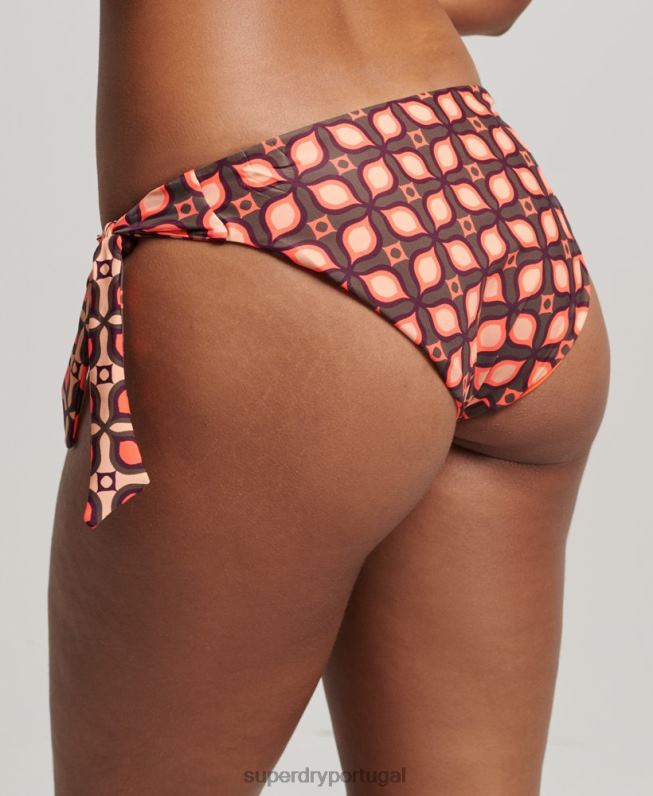 cuecas de biquíni recicladas com estampa mista mulheres vermelho roupas Superdry 2208H3199