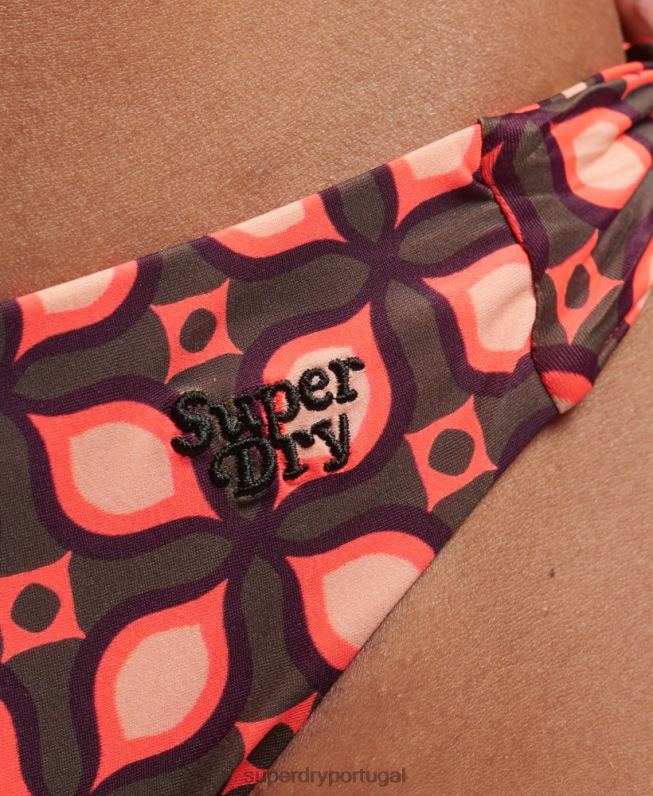 cuecas de biquíni recicladas com estampa mista mulheres vermelho roupas Superdry 2208H3199