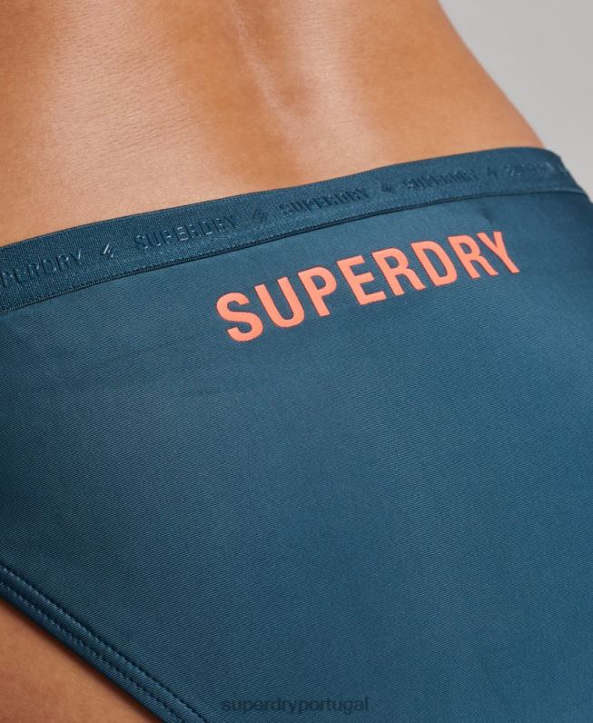 cuecas de biquíni recicladas com micro elástico mulheres azul roupas Superdry 2208H3195