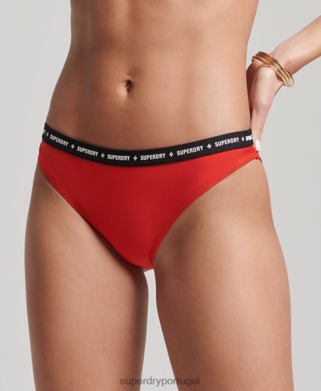 cuecas de biquíni recicladas com micro elástico mulheres vermelho roupas Superdry 2208H3217