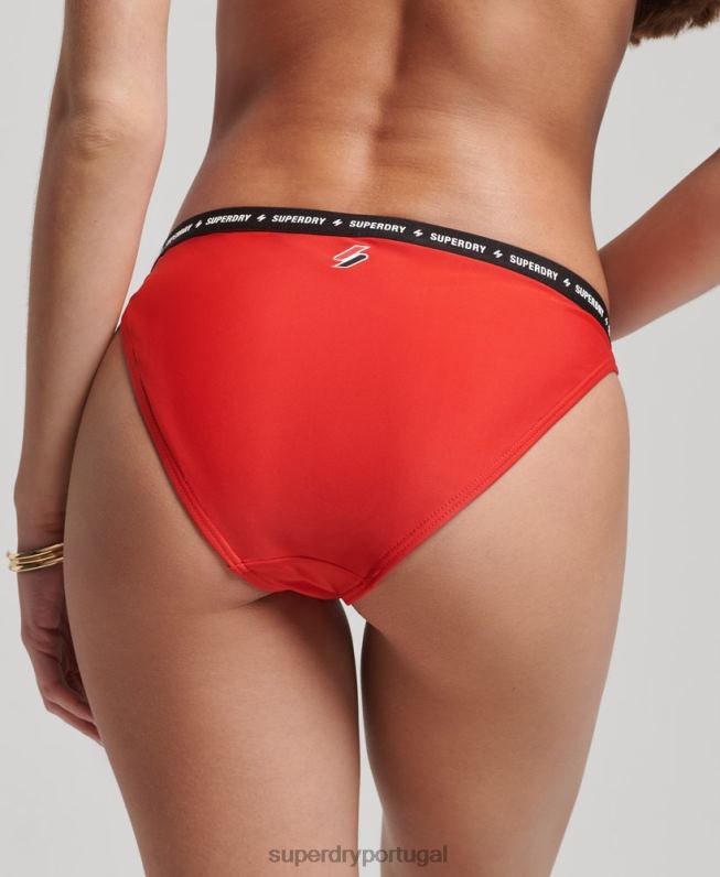 cuecas de biquíni recicladas com micro elástico mulheres vermelho roupas Superdry 2208H3217