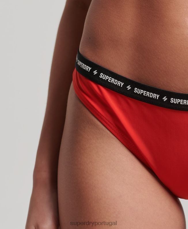 cuecas de biquíni recicladas com micro elástico mulheres vermelho roupas Superdry 2208H3217