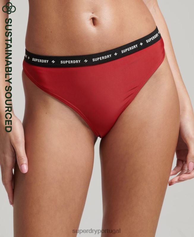 cuecas de biquíni recicladas com micro elástico mulheres vermelho roupas Superdry 2208H3237