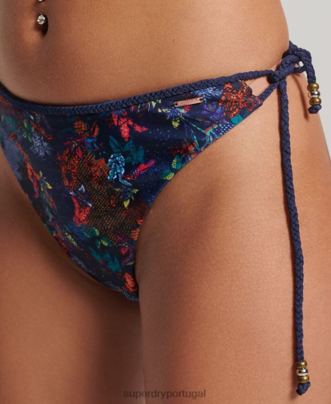 cuecas de biquíni tropicais vintage mulheres marinha roupas Superdry 2208H6521